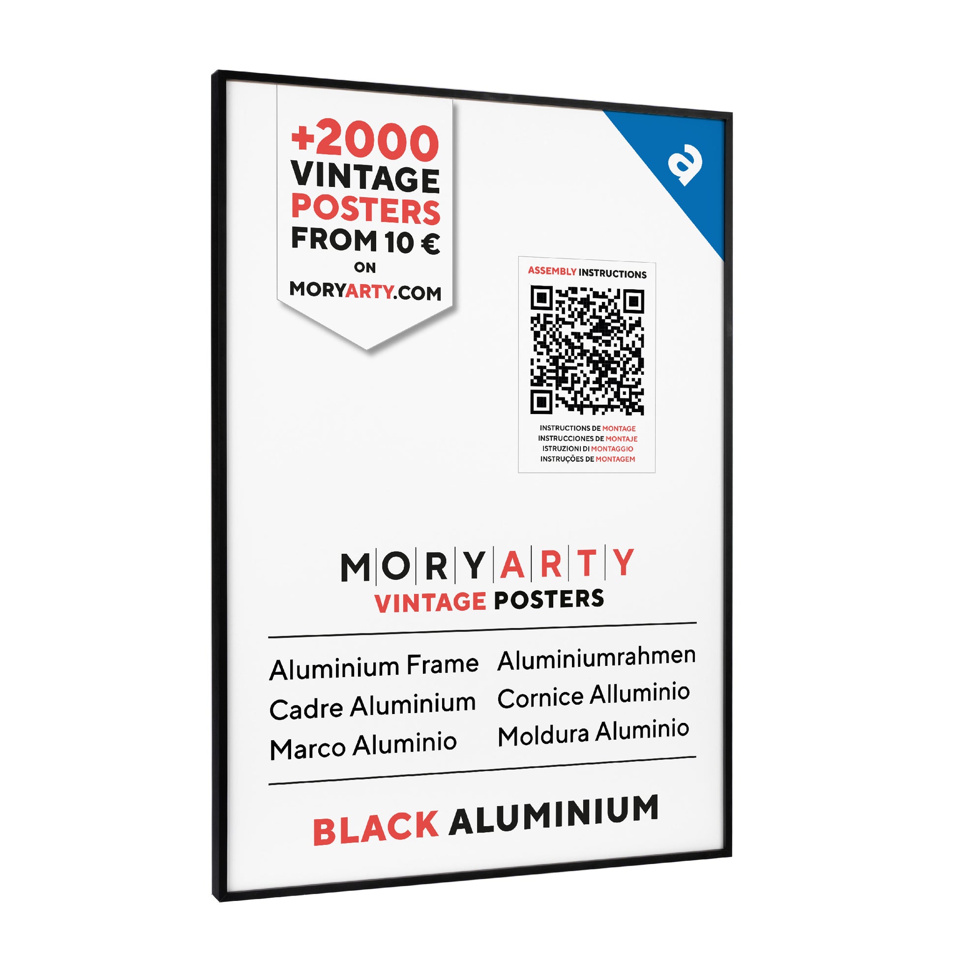 Black aluminium picture frame with a sleek, modern design and elegant finish, suitable for displaying photos or artwork in any décor., full front picture