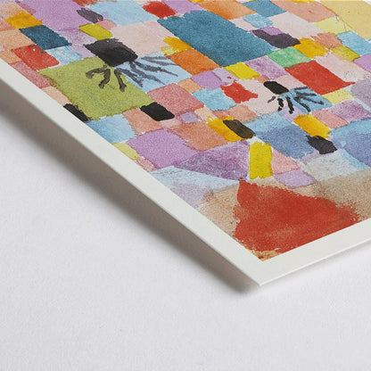 Closeup detail of Colorful abstract painting Southern Gardens by Paul Klee featuring vibrant geometric blocks and shapes poster artwork