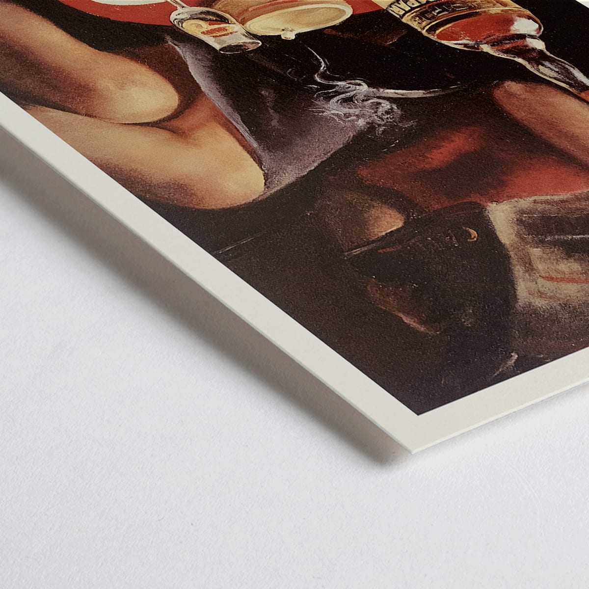 Closeup detail of Cordial Campari vintage posters by Miroglio and Nizzoli featuring women relaxing with drinks magazines and bottles