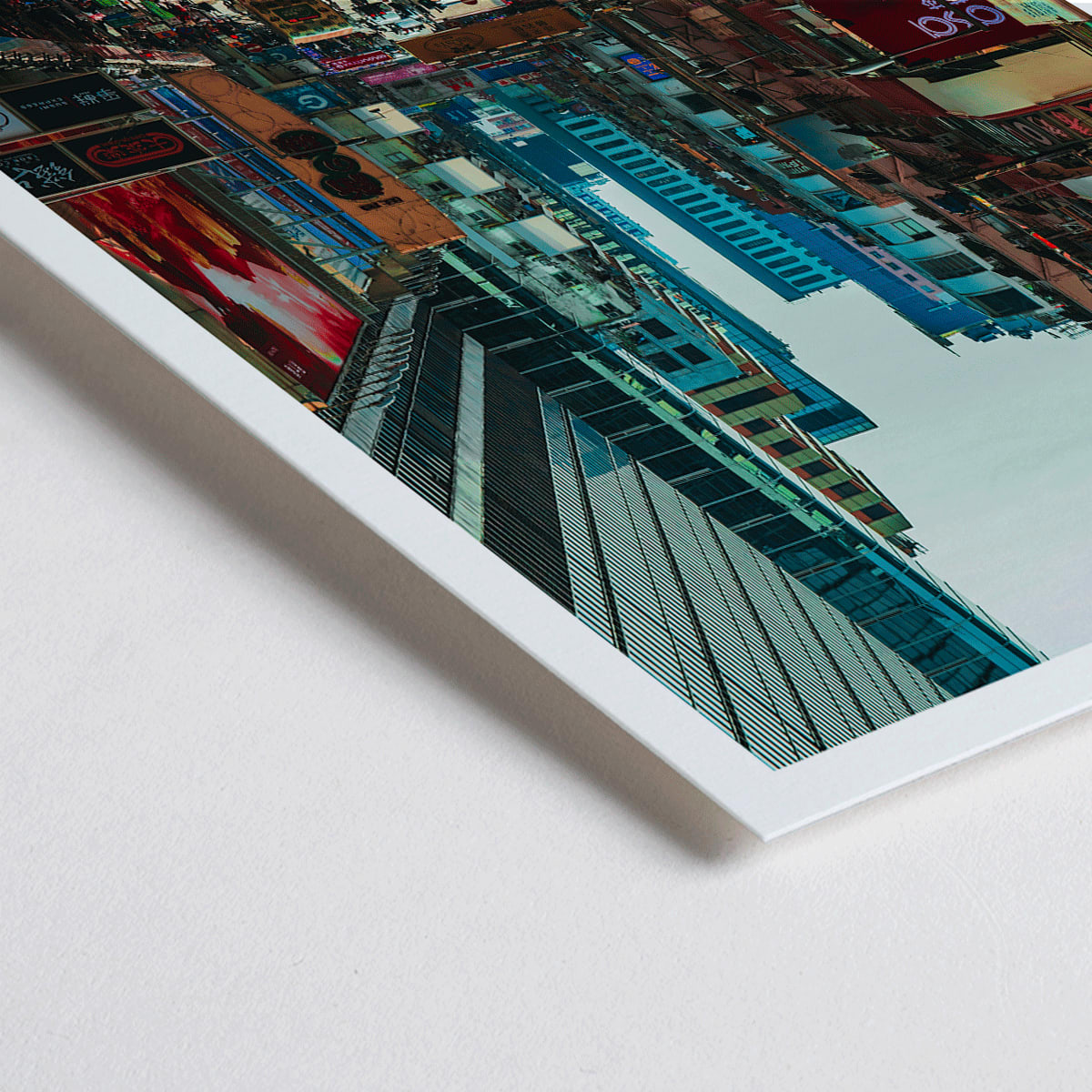 Closeup detail of Bustling city street scene in Kowloon Hong Kong poster by Mo Art Gallery