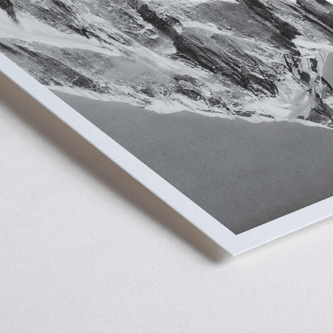 Closeup detail of Mount Paitju snow-covered mountain and rugged terrain photo and poster by Vittorio Sella vue prise du Baltoro