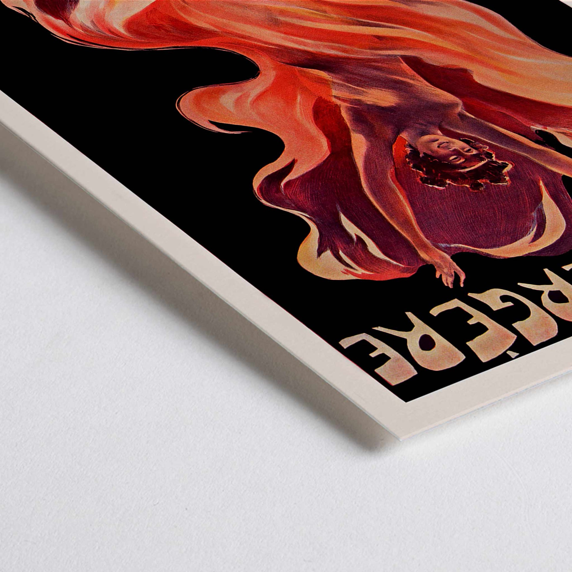 Closeup detail of Folies-Bergere La Loie Fuller by Pal vibrant poster artwork featuring a dancing woman with flowing and swirling colorful fabric