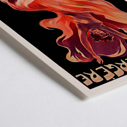 Closeup detail of Folies-Bergere La Loie Fuller by Pal vibrant poster artwork featuring a dancing woman with flowing and swirling colorful fabric