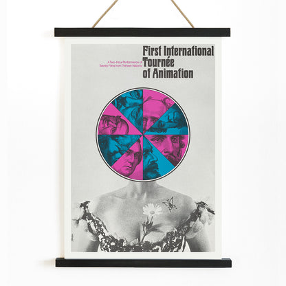 , with wooden magnetic frame on white background